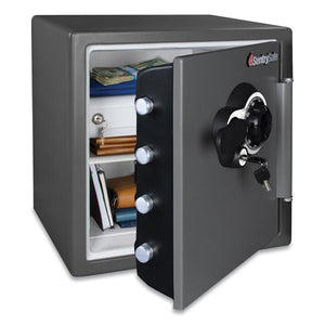 Fire-waterproof 1.23 Cu Ft Combination With Key Safe, 16.3 X 19.3 X 17.8, Black
