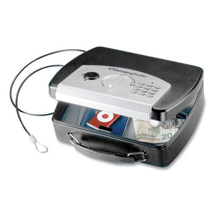 P008e Portable Electronic Security Safe, 0.08 Cu Ft, 10 X 7.9 X 2.9, Black-silver