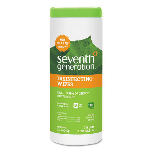 ESSEV22812EA - Botanical Disinfecting Wipes, Lemongrass Citrus, 1-Ply, White, 7 X 8, 35 Wipes