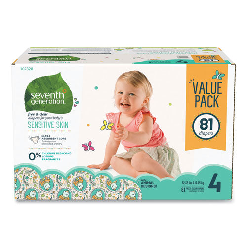 Free And Clear Baby Diapers, Size 4, 22 Lbs To 32 Lbs, 81-carton