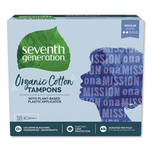 Organic Cotton Tampons, Regular, 18-pack, 6 Packs-carton