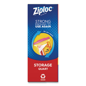 Double Zipper Storage Bags, 1 Qt, 1.75 Mil, 9.63" X 8.5", Clear, 48-box