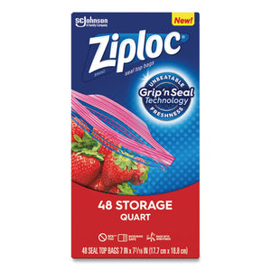 Double Zipper Storage Bags, 1 Qt, 1.75 Mil, 9.63" X 8.5", Clear, 9-carton