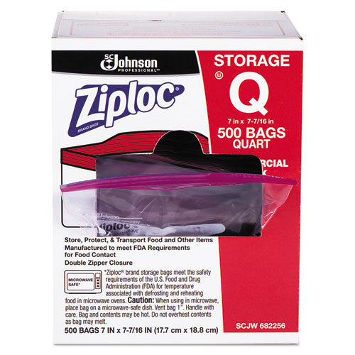 ESSJN682256 - Double Zipper Plastic Storage Bag, 1.75 Mil, 1qt, Clr, Write-On Id Panel, 500-bx