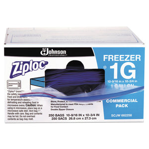 ESSJN682258 - Double-Zipper Freezer Bags, 1gal, 2.7mil, Clear W-label Panel, 250-carton