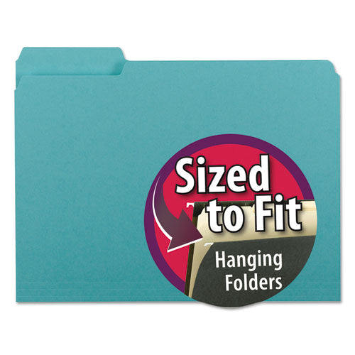 ESSMD10235 - Interior File Folders, 1-3 Cut Top Tab, Letter, Aqua, 100-box