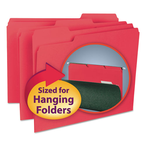 ESSMD10267 - Interior File Folders, 1-3 Cut Top Tab, Letter, Red, 100-box