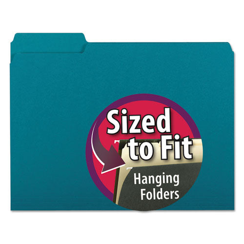 ESSMD10291 - Interior File Folders, 1-3 Cut Top Tab, Letter, Teal 100-box