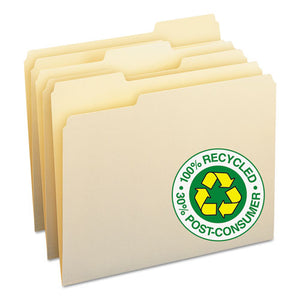 ESSMD10339 - 100% Recycled File Folders, 1-3 Cut, One-Ply Top Tab, Letter, Manila, 100-box