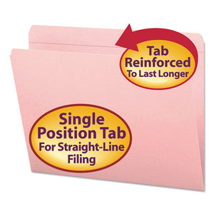 ESSMD12610 - File Folders, Straight Cut, Reinforced Top Tab, Letter, Pink, 100-box