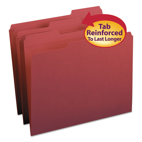 ESSMD13084 - File Folders, 1-3 Cut, Reinforced Top Tab, Letter, Maroon, 100-box