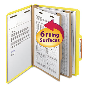 ESSMD14004 - Top Tab Classification Folder, Two Dividers, Six-Section, Letter, Yellow, 10-box