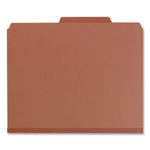 Pressboard Classification Folders With Safeshield Coated Fasteners, 2-5-cut, 2 Dividers, Legal Size, Red, 10-box
