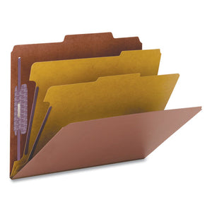 Pressboard Classification Folders With Safeshield Coated Fasteners, 2-5-cut, 2 Dividers, Legal Size, Red, 10-box