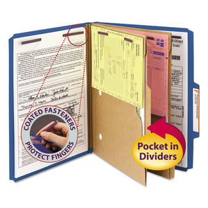 ESSMD14077 - Pressboard Classification Folders, 2 Pocket Dividers, Letter, Dark Blue, 10-box
