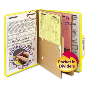 ESSMD14084 - Pressboard Folders With Two Pocket Dividers, Letter, Six-Section, Yellow, 10-box