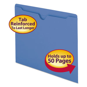ESSMD75502 - Colored File Jackets W-reinforced 2-Ply Tab, Letter, 11pt, Blue, 100-box
