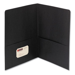 ESSMD87853 - Two-Pocket Folder, Textured Paper, Black, 25-box