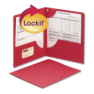ESSMD87980 - Lockit Two-Pocket Folder, Textured Paper, 11 X 8 1-2, Red, 25-box