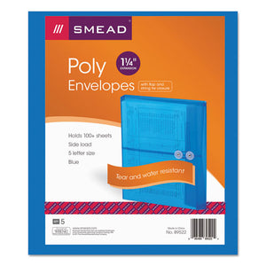ESSMD89522 - Poly String & Button Booklet Envelope, 9 3-4 X 11 5-8 X 1 1-4, Blue, 5-pack