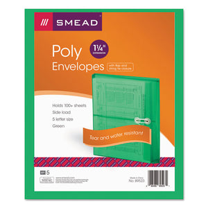 ESSMD89523 - Poly String & Button Booklet Envelope, 9 3-4 X 11 5-8 X 1 1-4, Green, 5-pack