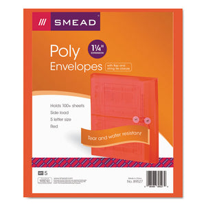 ESSMD89527 - Poly String & Button Booklet Envelope, 9 3-4 X 11 5-8 X 1 1-4, Red, 5-pack