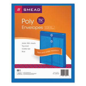 ESSMD89542 - Poly String & Button Envelope, 9 3-4 X 11 5-8 X 1 1-4, Blue, 5-pack