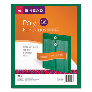 ESSMD89543 - Poly String & Button Envelope, 9 3-4 X 11 5-8 X 1 1-4, Green, 5-pack
