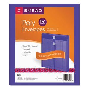 ESSMD89544 - Poly String & Button Envelope, 9 3-4 X 11 5-8 X 1 1-4, Purple, 5-pack