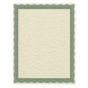 ESSOU91341 - PARCHMENT CERTIFICATES, TRADITIONAL, 8 1-2 X 11, IVORY, GREEN BORDER, 50-PACK