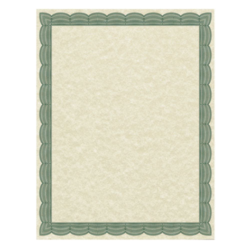 ESSOU91341 - PARCHMENT CERTIFICATES, TRADITIONAL, 8 1-2 X 11, IVORY, GREEN BORDER, 50-PACK