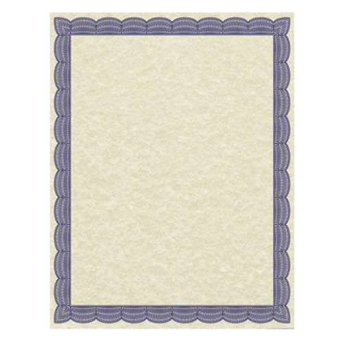 ESSOU91342 - PARCHMENT CERTIFICATES, TRADITIONAL, 8 1-2 X 11, IVORY, BLUE BORDER, 50-PACK