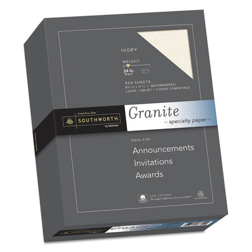 ESSOU934C - Granite Specialty Paper, Ivory, 24lb, 8 1-2 X 11, 25% Cotton, 500 Sheets