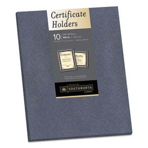 ESSOU98869 - Certificate Holder, Gray, 105lb Linen Stock, 12 X 9 1-2, 10-pack