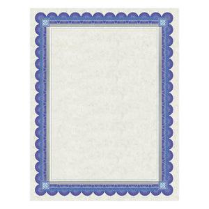 ESSOUCT1R - Foil-Enhanced Parchment Certificate, Ivory W-blue-silver Foil, 8 1-2 X 11, 15-pk