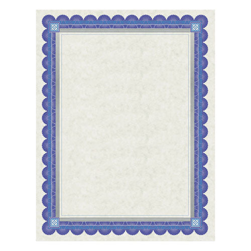 ESSOUCT1R - Foil-Enhanced Parchment Certificate, Ivory W-blue-silver Foil, 8 1-2 X 11, 15-pk