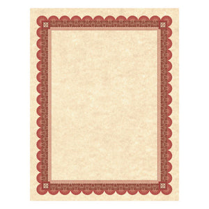 ESSOUCT5R - Parchment Certificates, Copper W-red & Brown Border, 8 1-2 X 11, 25-pack