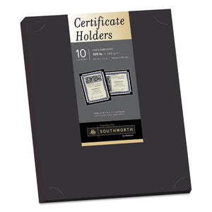 ESSOUPF18 - Certificate Holder, Black, 105lb Linen Stock, 12 X 9 1-2, 10-pack