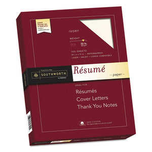 ESSOURD18ICF - 100% Cotton Resume Paper, 32lb, 8 1-2 X 11, Ivory, Wove, 100 Sheets