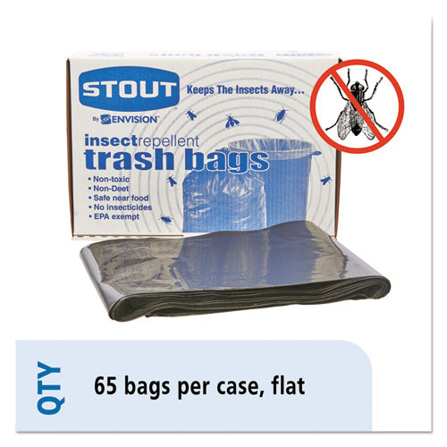 ESSTOP3752K20 - INSECT-REPELLENT TRASH BAGS, 55GAL, 2MIL, 37 X 52, BLACK, 65-BOX