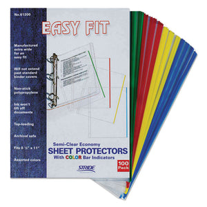 Easyfit Sheet Protectors, 8 1-2 X 11, Assorted Colors, 100-box