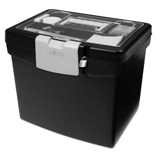ESSTX61504U01C - Portable File Box With Large Organizer Lid, 13 1-4 X 10 7-8 X 11, Black