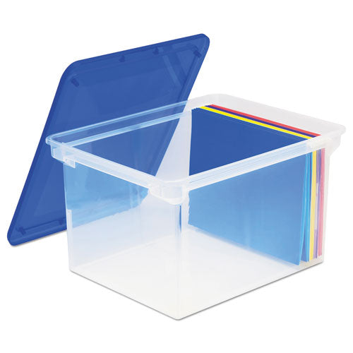 ESSTX61508U01C - Plastic File Tote Storage Box, Letter-legal, Snap-On Lid, Clear-blue