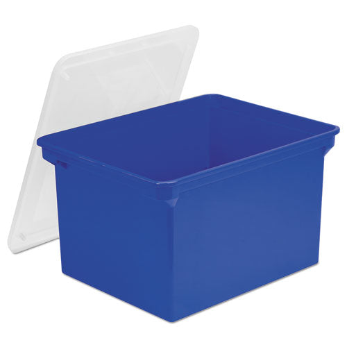 ESSTX61554U01C - Plastic File Tote Storage Box, Letter-legal, Snap-On Lid, Blue-clear