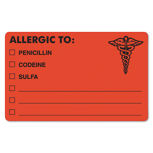 ESTAB00488 - Drug Allergy Medical Warning Labels, 2-1-2 X 4, Orange, 100-roll