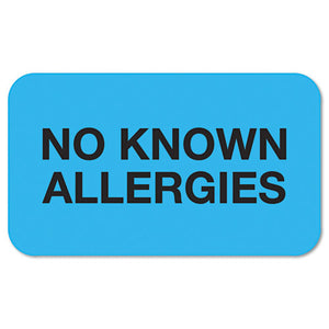 ESTAB01510 - "No Known Allergies" Medical Labels, 7-8 X 1-1-2, Light Blue, 250-roll