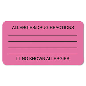 ESTAB01730 - Allergies-drug Reaction Labels, 1-3-4 X 3-1-4, Fluor Pink, 250-roll