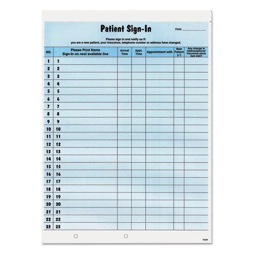 ESTAB14531 - Patient Sign-In Label Forms, 8 1-2 X 11 5-8, 125 Sheets-pack, Blue