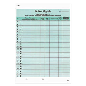 ESTAB14532 - Patient Sign-In Label Forms, 8 1-2 X 11 5-8, 125 Sheets-pack, Green