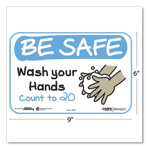 Besafe Messaging Education Wall Signs, 9 X 6, "be Safe, Wash Your Hands, Count To 20", 3-pack